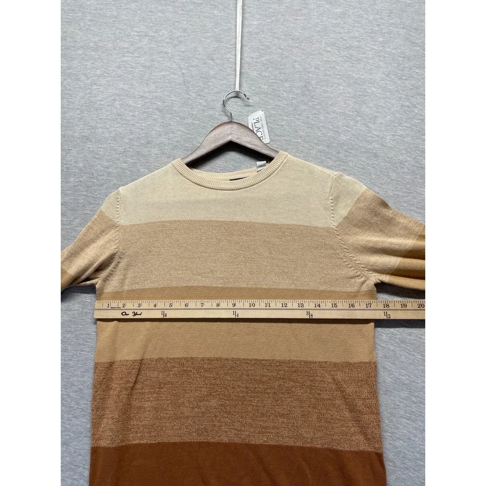 The Children's Place Sweater Boys Large 10/12 Brown Colorblock Cotton Tight Knit